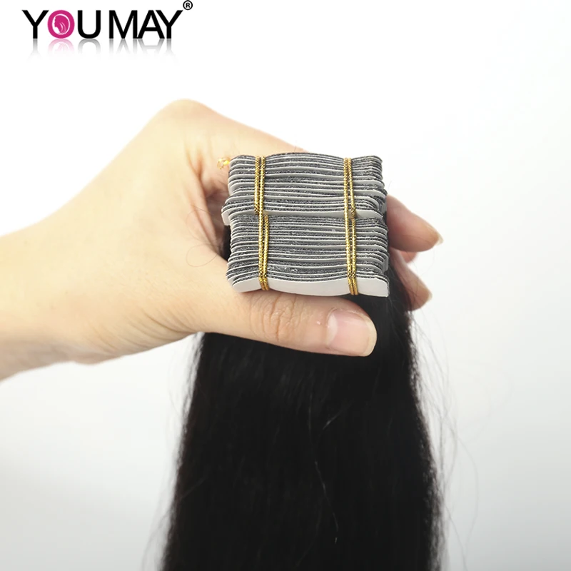 Yaki Straight Hair Bundles Tape In Hair Extensions Human Hair Brazilian Remy Tape Ins Yaki Straight In Bulk Hair For Black Women