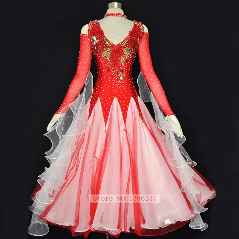 Robe de concours de salle de bal pour femmes, manches longues, Costume de danse, valse, Tango, Flamenco, nouvelle collection 2022