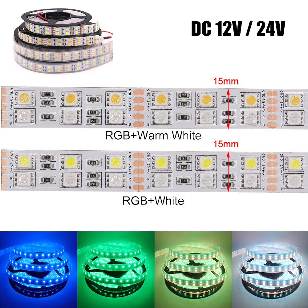 DC 12V 24V 5050 120Leds/m LED Strip IP21 IP67 Waterproof Indoor Lighting RGB RGB+Warm White  RGBW LED Light Lamp 5m/roll