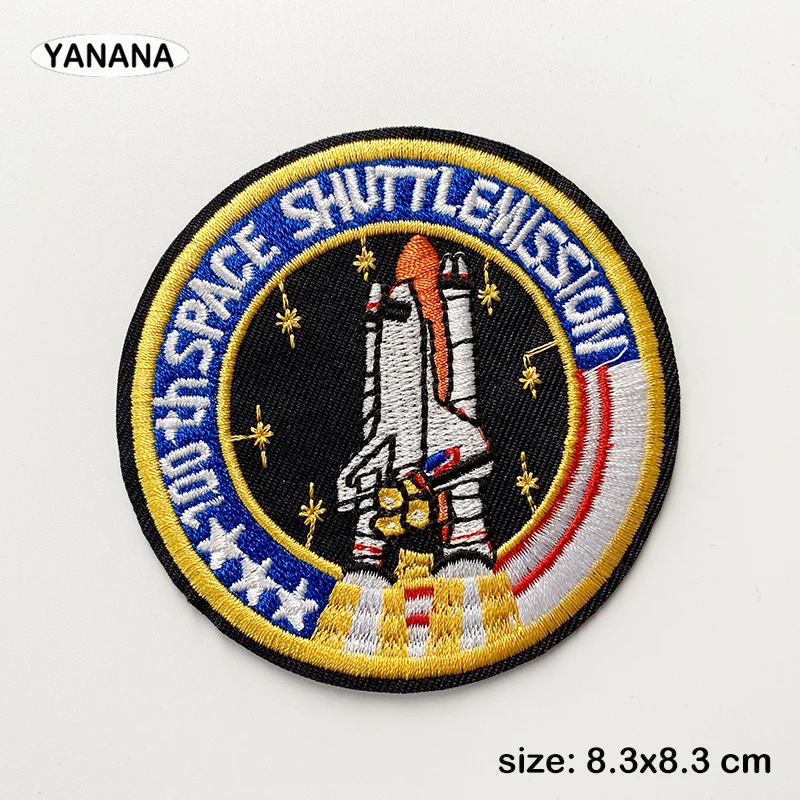 Space ship shuttle  Astronaut Iron On Patches Clothing Embroidered Sew on Applique Logo Patch Stripe Badges For Clothes Bag