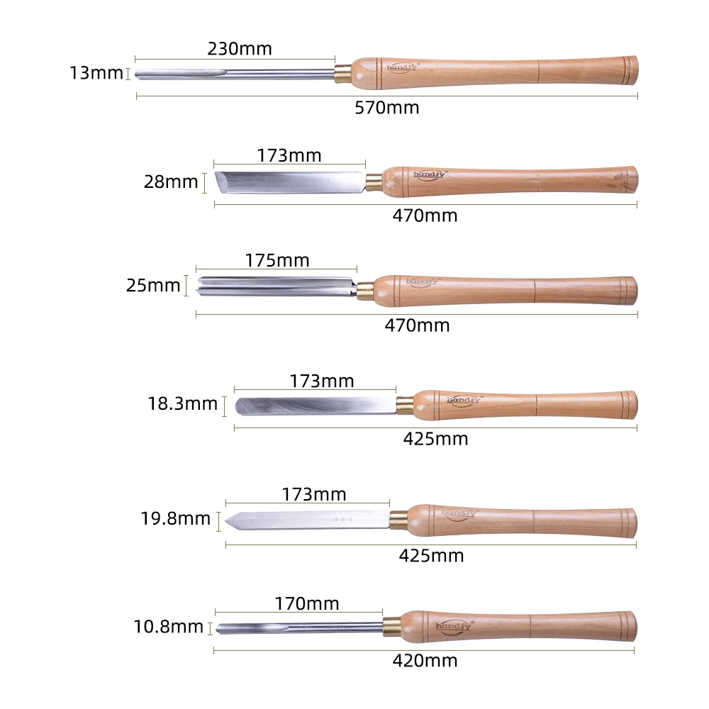 Juego de Herramientas de torneado de madera, cortador de acero de alta velocidad para máquina de torno de carpintería, husillo, Gouges, cuenco Rascador en cúpula, 6 piezas