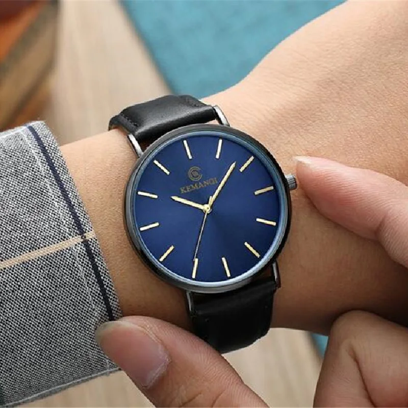 Relojes de lujo para hombres de negocios, reloj de oro ultrafino para hombres, reloj de cuarzo de cuero, reloj de pulsera para hombre, reloj mannen