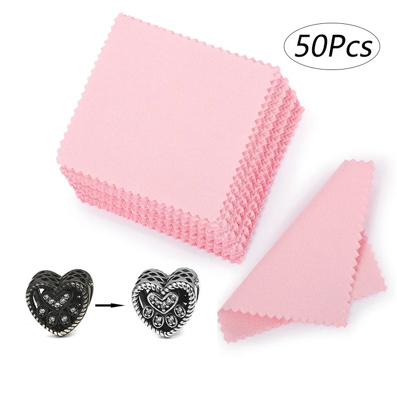 50pcs Silver Polishing Cloth Cleaning Cloth Wiping Cloth Of Sterling Silver Gold Platinum Jewelry Anti Tarnish