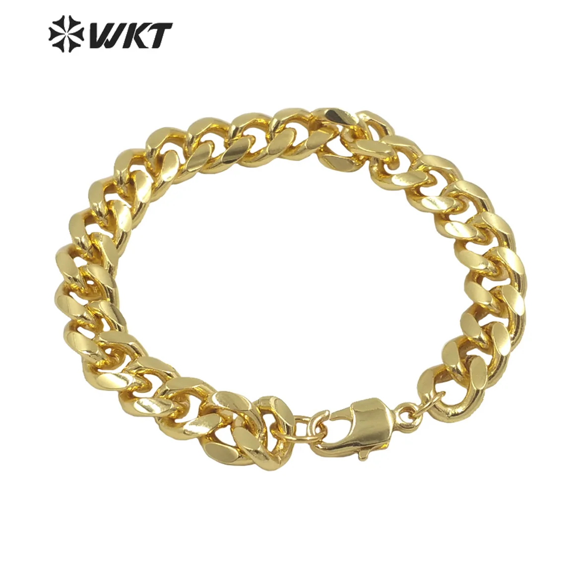 WT-B572 Wholesale Fashion Women Gold Electroplated Big Chunky Chain Bracelet Simple Design Metal Jewelry Resist Tarnishable