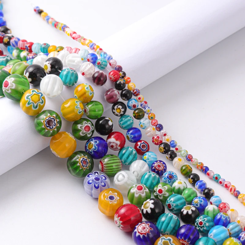 4 6 8 10 12 mm mehrfarbige Murano-Lampwork-Perlen für Schmuckherstellung, lose Distanzperlen, Murano-Glasperlen, DIY-Armband, Großhandel – Detail 4
