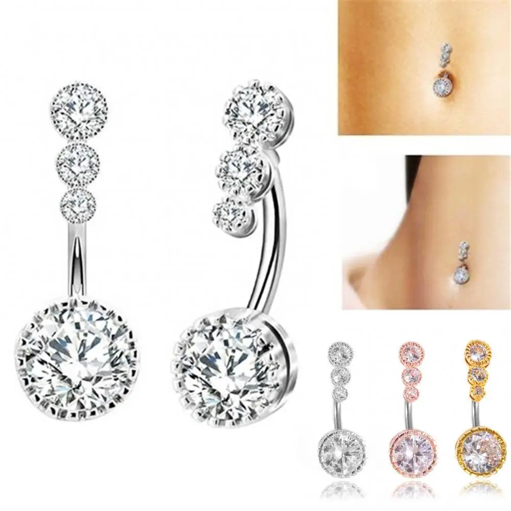 

50%HOTCrystal Belly Button Ring Pendant Human Belly Button Piercing Jewelry Women Beach Belly Button Ring Stick Body Piercing