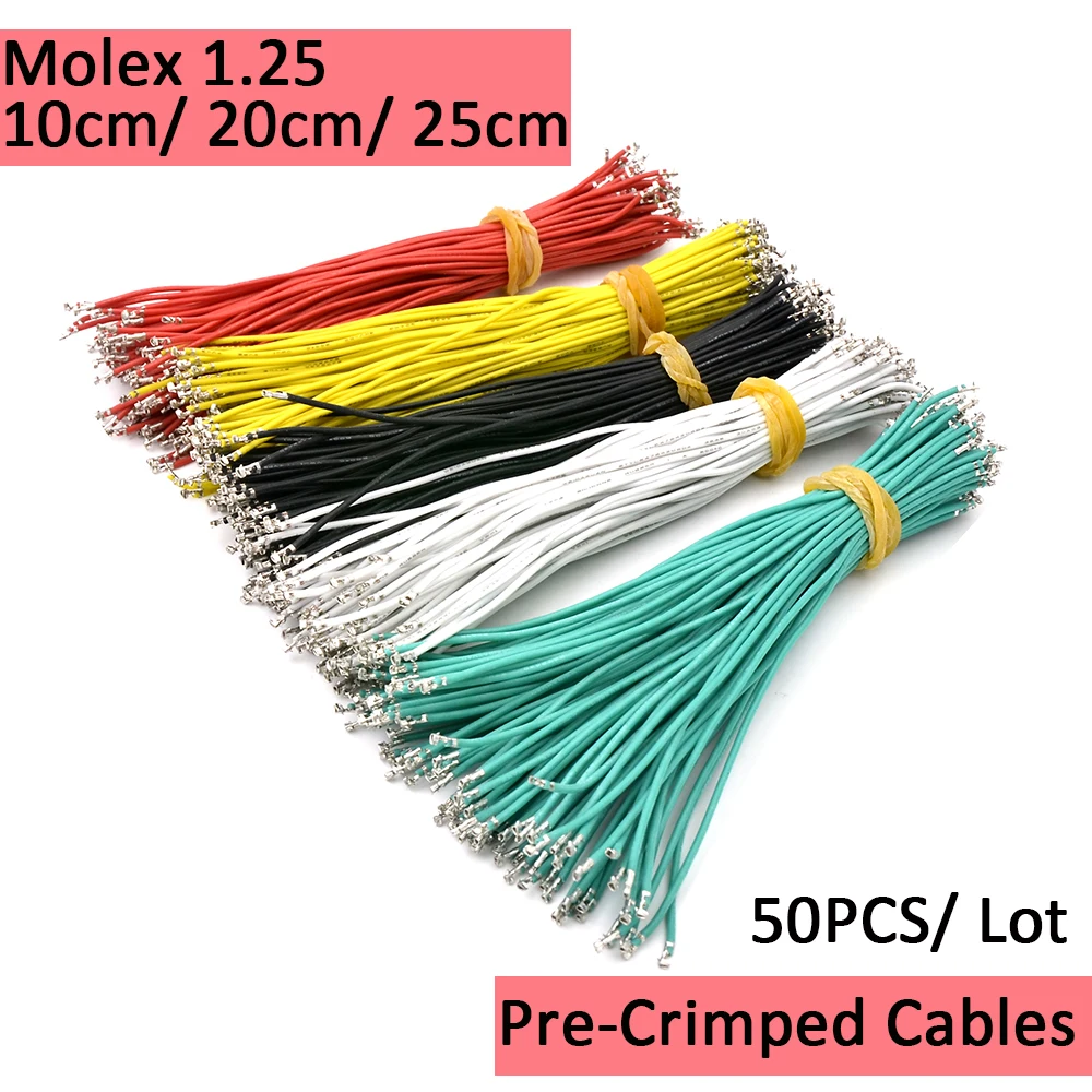 50Pcs/un sacco 5 colori Pre-crimpati Molex 1.25 millimetri Cavi per Pixhawk/PX4/apm2.x GPS Bluetooth Telemetria OSD modulo di potenza