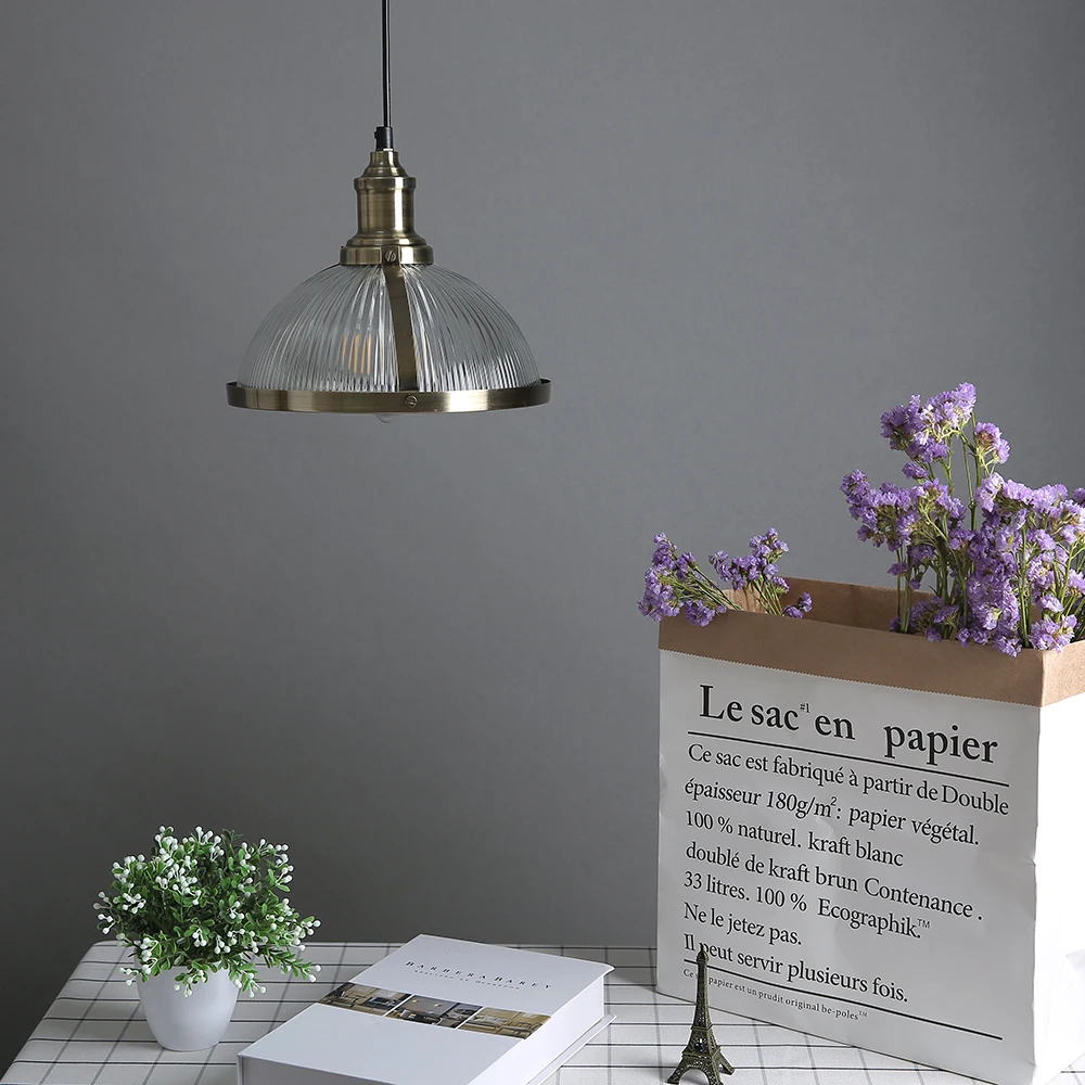 Vintage clear glass hanging lamp living room pendant lights American nostalgic coffee lamps bar counter restaurant dining light