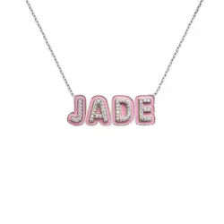 DUOYING Fashion Custom Name Necklace With Zirconia Personlized Colorful Enamel Outline Pave Necklace For Christmas Cute Gift