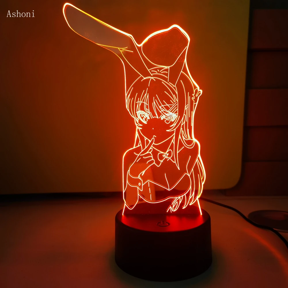 

3D Lmap BUNNY GIRL SENPAI ANIME LED Light MAI SAKURAJIMA Pose Illusion Led Nightlights Color Changing Lamp For Birthday Gift