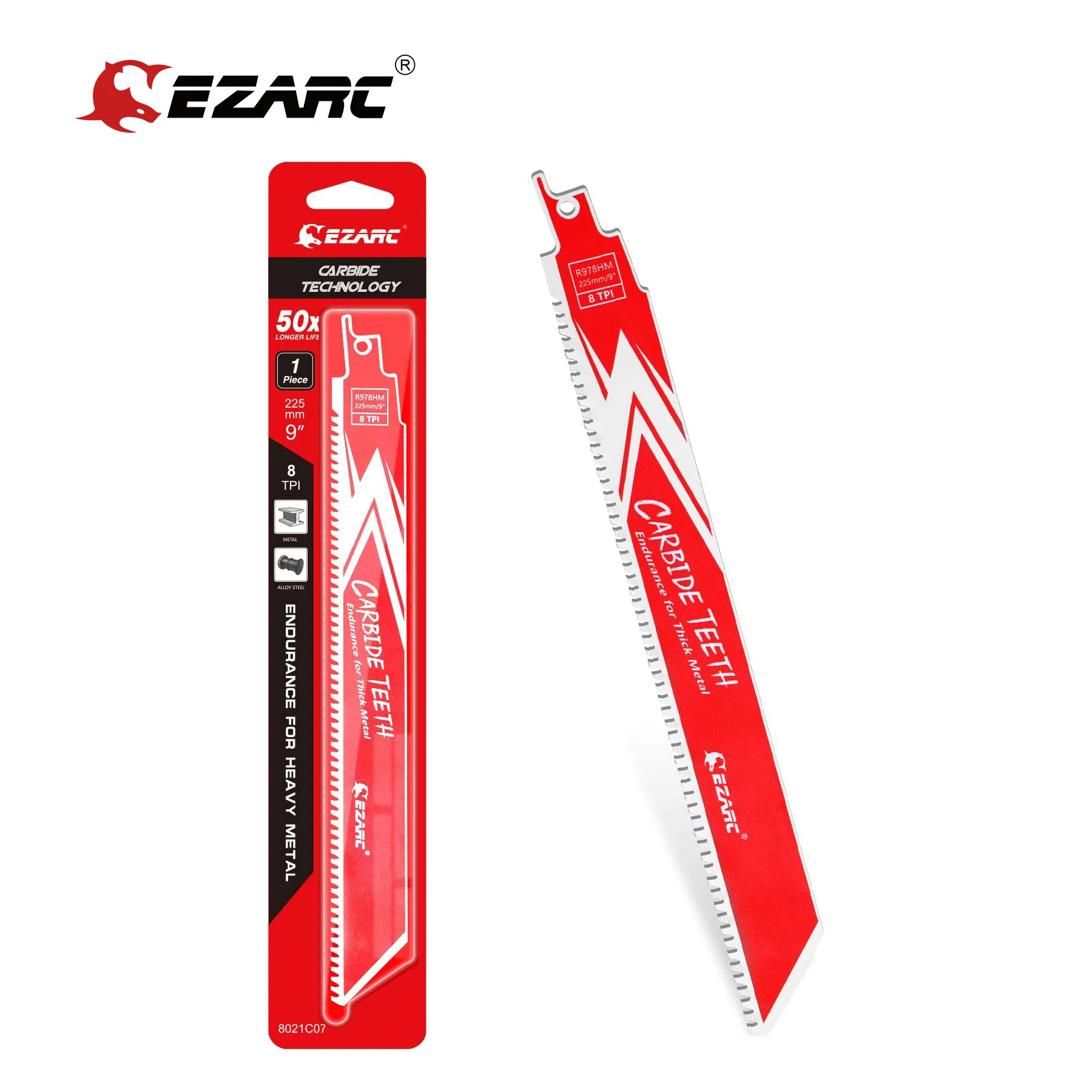 EZARC 1/3Pcs Carbide Reciprocating Saw Blade R678HM/ R978HM Endurance for Thick Metal, Cast Iron, Alloy Steel 6-Inch 9-Inch 8TPI