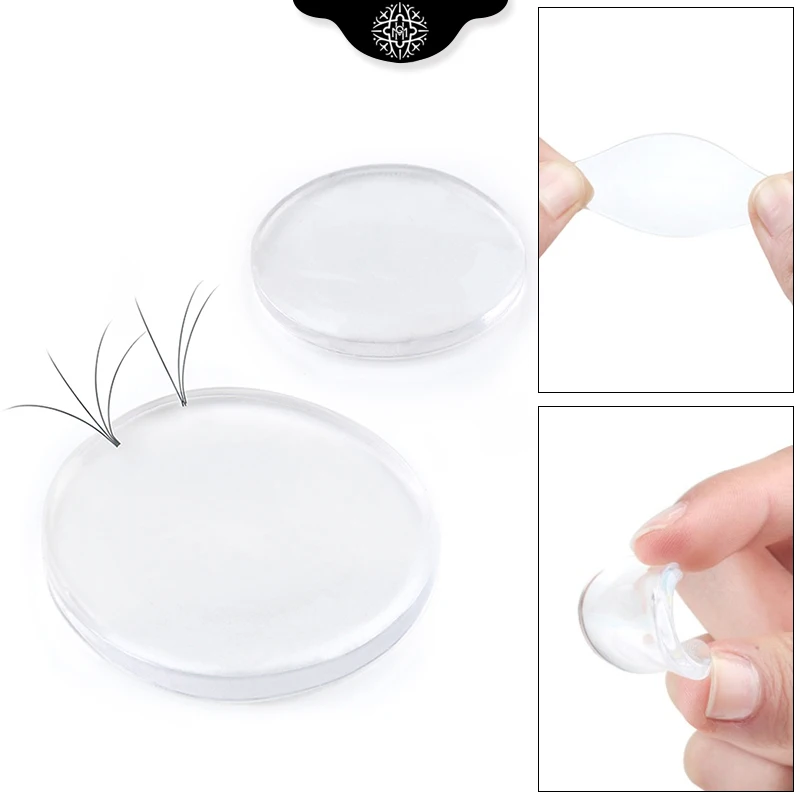 Reusable Eyelash Stand Thicker Silicone Pad Transparent Lash Bracket Planting Graft Eyelashes Extension Round Style Holder Tool