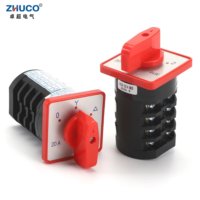 ZHUCO HZ5D-20/4 M07 M08 20A 4Kw 3 Positions 4 Poles Cam Switch For Two-Speed Motor And Star-Delta Starting Combination Switch