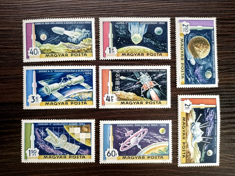 8Pcs/Set New Hungary Post Stamp 1969 Apollo Moon Landing Program Stamps MNH