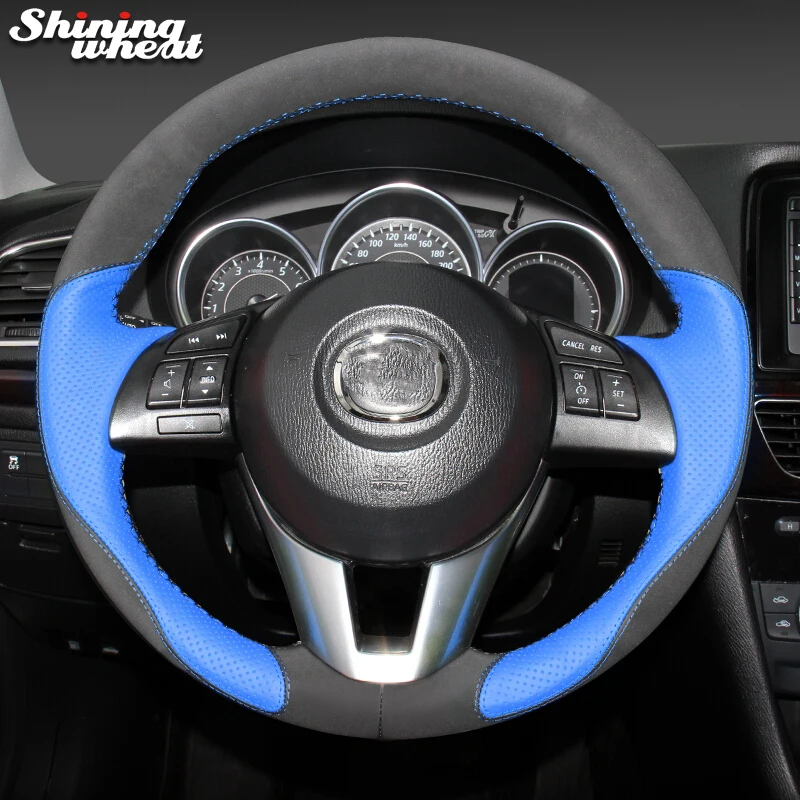 

Shining wheat Black Suede Leather Car Steering Wheel Cover for Mazda 3 Axela Mazda 6 Atenza Mazda 2 CX-3 CX-5 Scion iA 2016