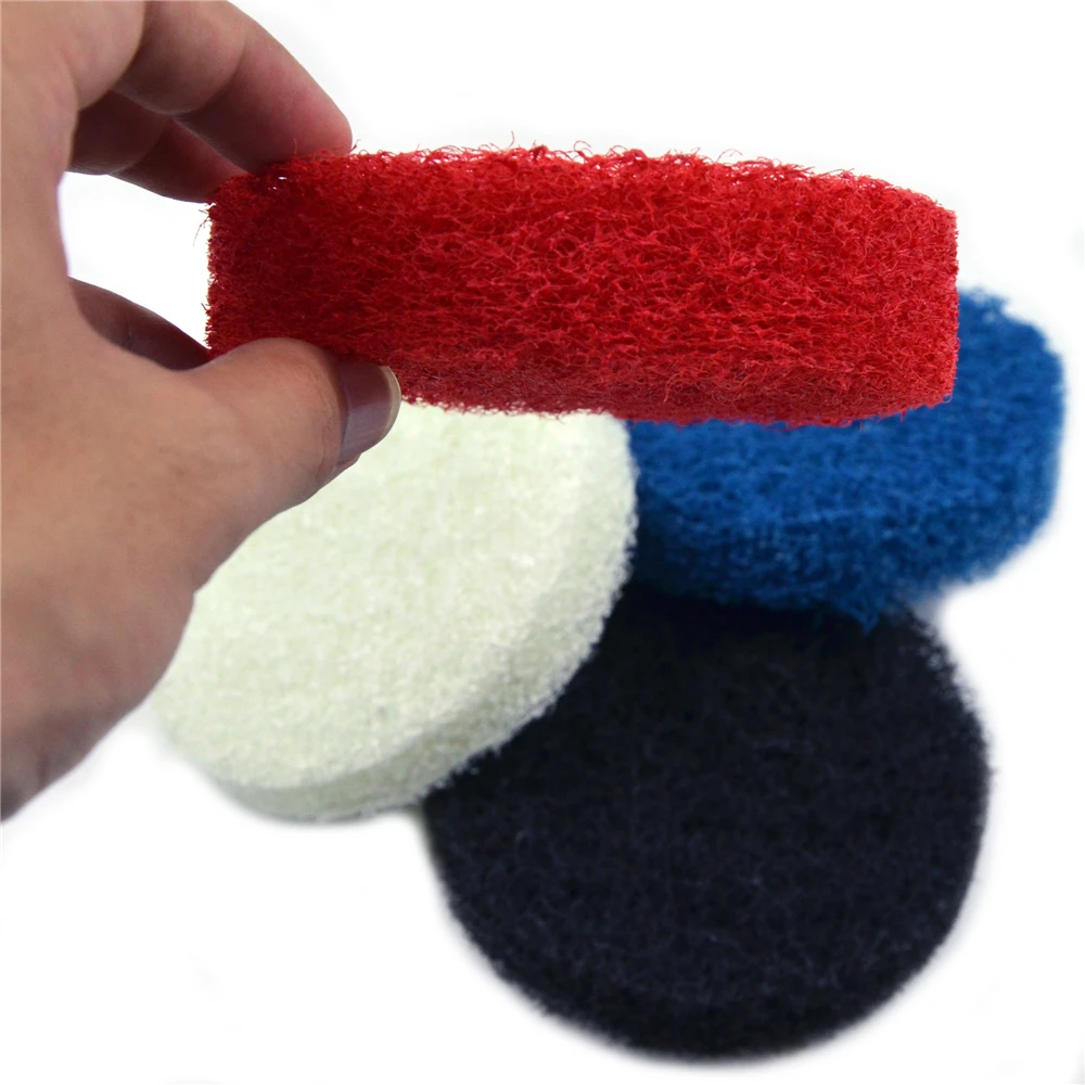 POLIWELL 4PCS 4 Inch 100mm Polyester Scrubbing Pads Industrial Scouring Pad Bathroom Kitchen Automotive Cleaning Polishing Kit