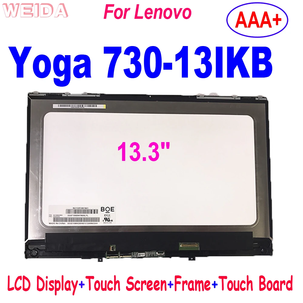 

13.3" For Lenovo Yoga 730-13 730-13IKB Yoga 730-13IWL LCD Display Touch Screen Digitizer Assembly With Bezel Frame and Board FHD