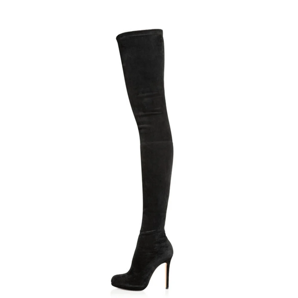 Femmes chaussures nero sexy tacchi alti stivali sopra il ginocchio donna di modo lungo della coscia di alta stretch slim botas scarpe da donna