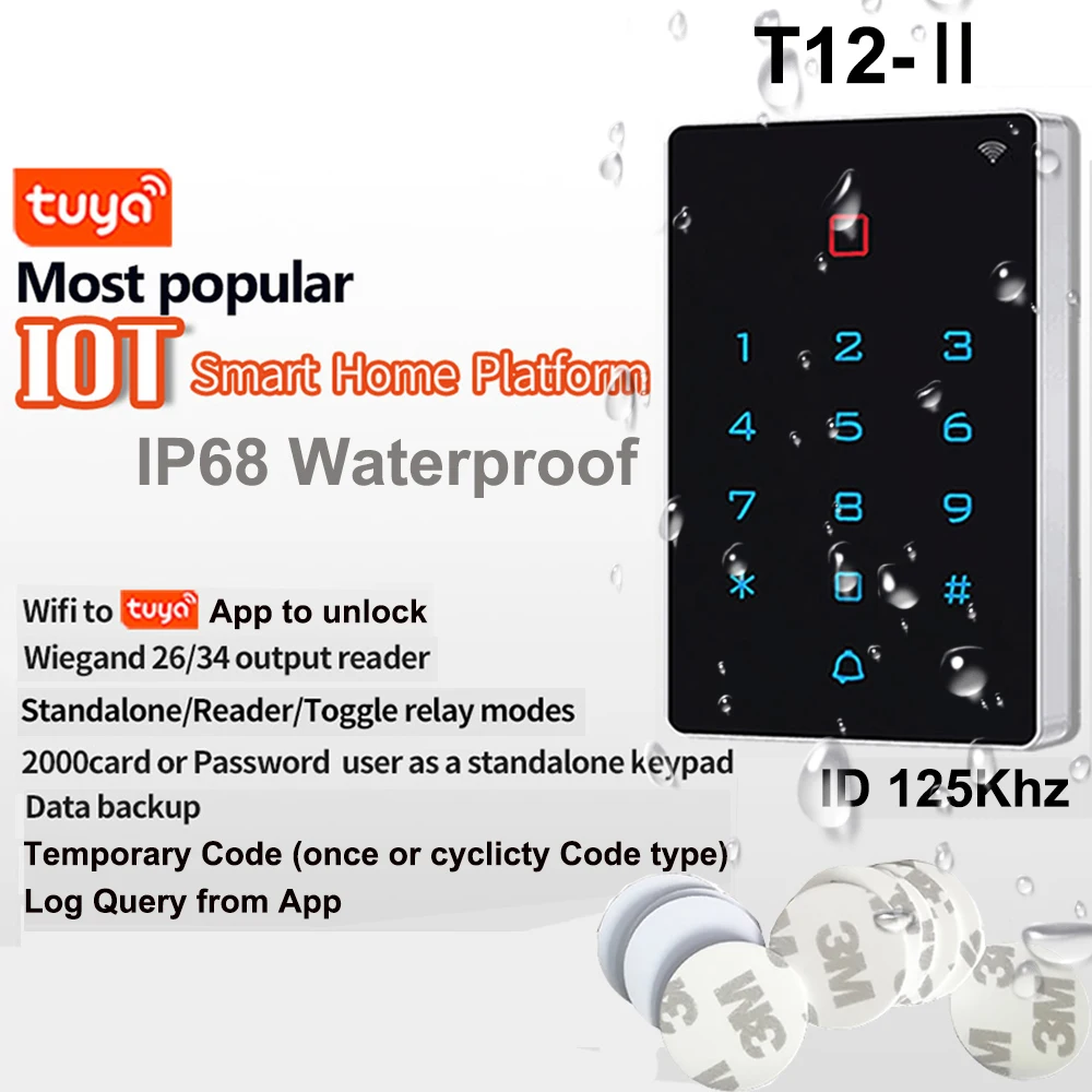 Imagem -02 - Tuya Remoto Completo 280kgs 600lbs Kits de Bloqueio Magnético Elétrico à Prova Impermeável Água 125khz Rfid Cartão Porta Sistema Controle Acesso wi fi