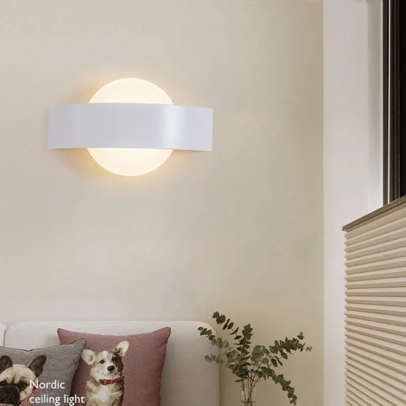 현대 미니멀리스트 벽 램프 거실 침실 6W AC96V-260V LED Sconce 블랙 화이트 램프 통로 조명 장식