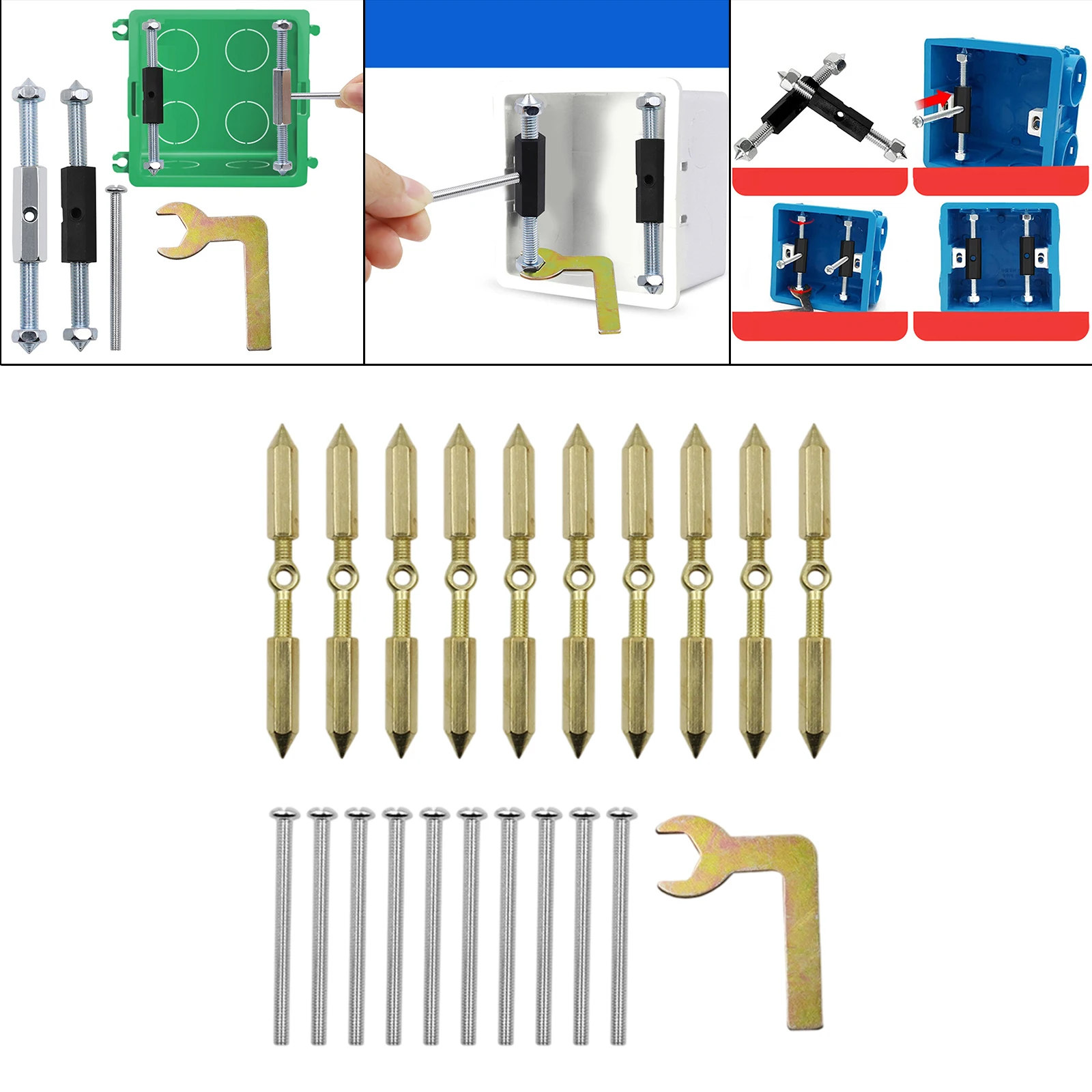 21 Pcs Kassette Schrauben Unterstützung Stange Kit, Reparatur Gerät, verhindern Lockerung Fixer Einstellbar für Wand Schalter Licht Schalter Buchse