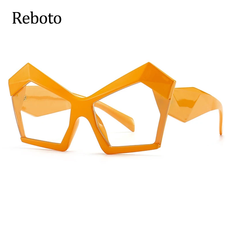 Unieke Ontwerp Brilmontuur Vrouwen Oversized Polygon Clear Lens Brillen Candy Kleur Transparen Decoratieve Glazen Spektakel