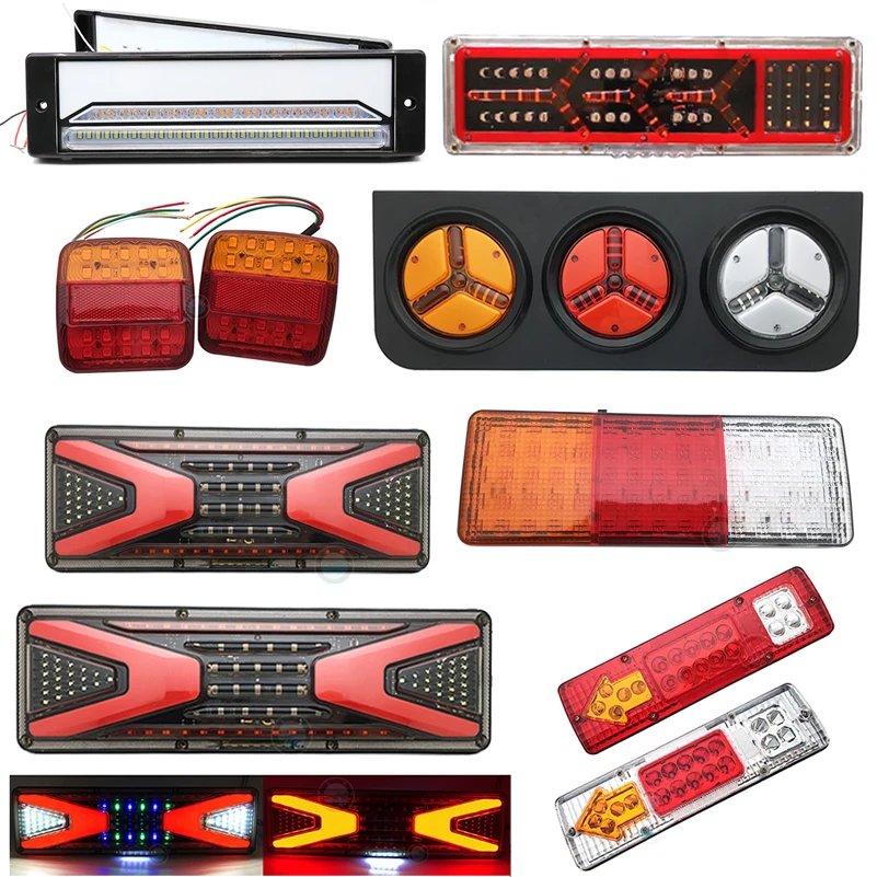 2 PCS Waterproof 46 LEDs Taillights Trailer Truck Stop Rear Tail Light Auto Car Signal Lamp Caution Lights Fog Light Bulbs