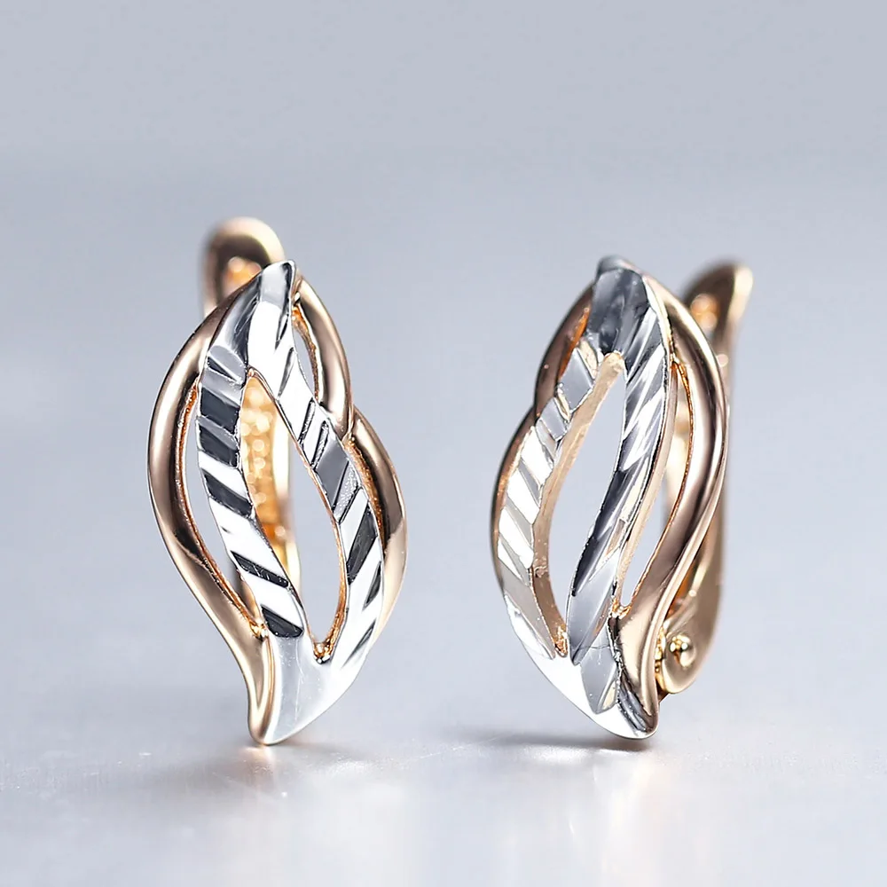 Cut Out Leaf Stud Earrings For Women Girls 585 Rose Gold Color Earrings Women\'s Hot Party Wedding Jewelry Gifts for Women GE164