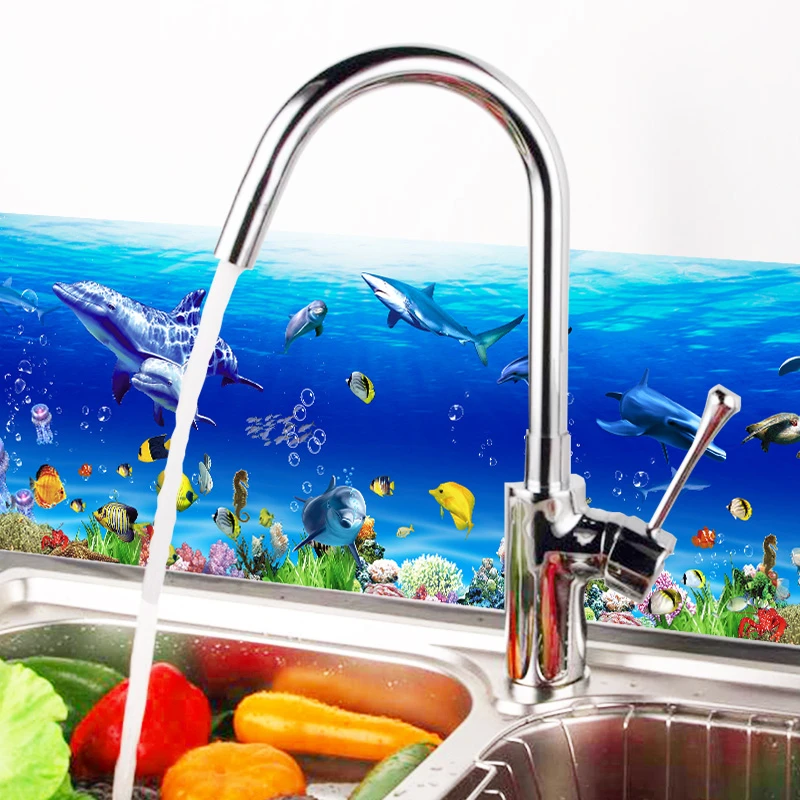 

Creative Dolphin Fish 25*70cm Waterproof Wall Stickers Bathroom Kitchen Home Decor Pvc Wall Decals Diy Decorations