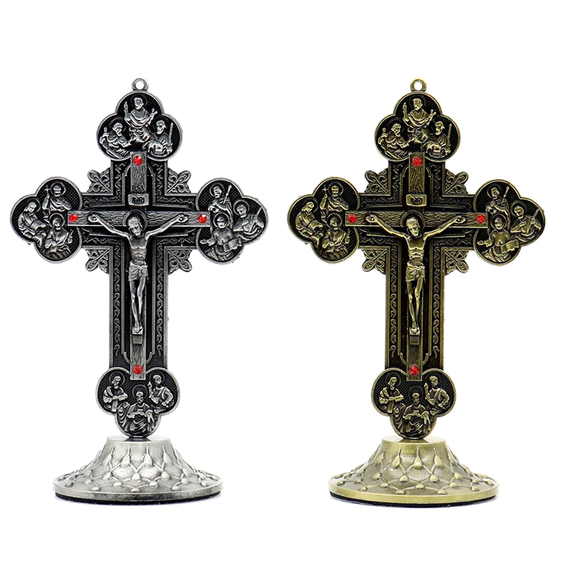 Catholic Christianity Religious Cross Icon 12 apostles statue Jesus crucifijo crosses Exorcism Office Home Decoration Crafts view 3