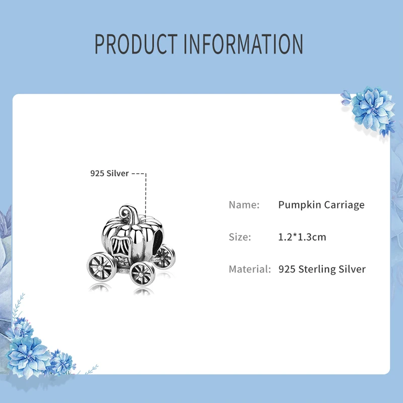 925 srebrny koralik Charm Fit oryginalny Pandora bransoletki kareta z dyni Charms prezent na Halloween DIY kobiety Diy biżuteria