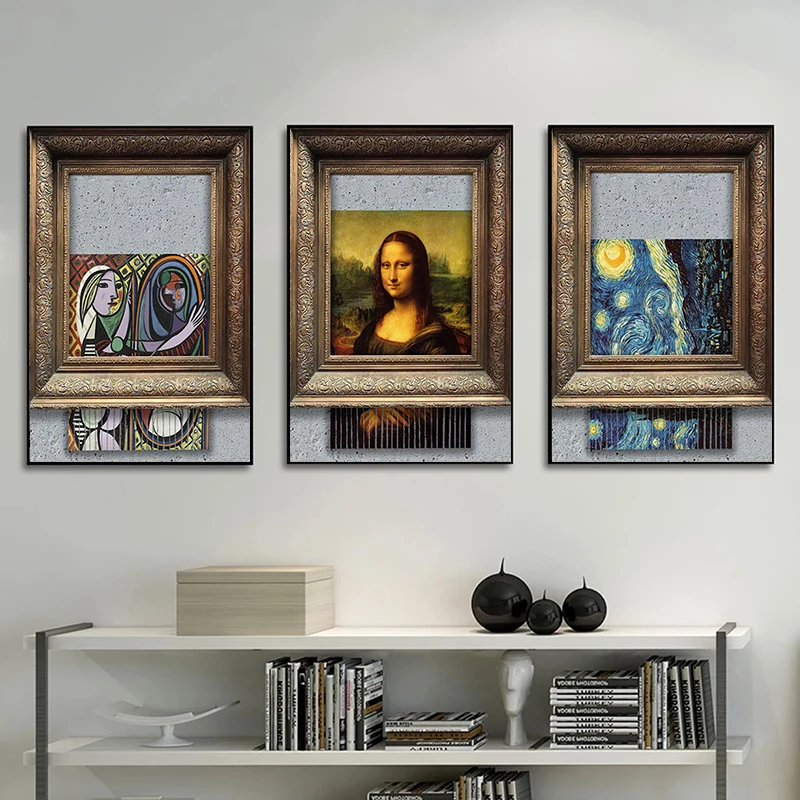 

Classic Canvas Painting Van Gogh Starry Sky Leonardo Da Vinci Mona Lisa Retro Style Art Posters and Prints Living Room Decor