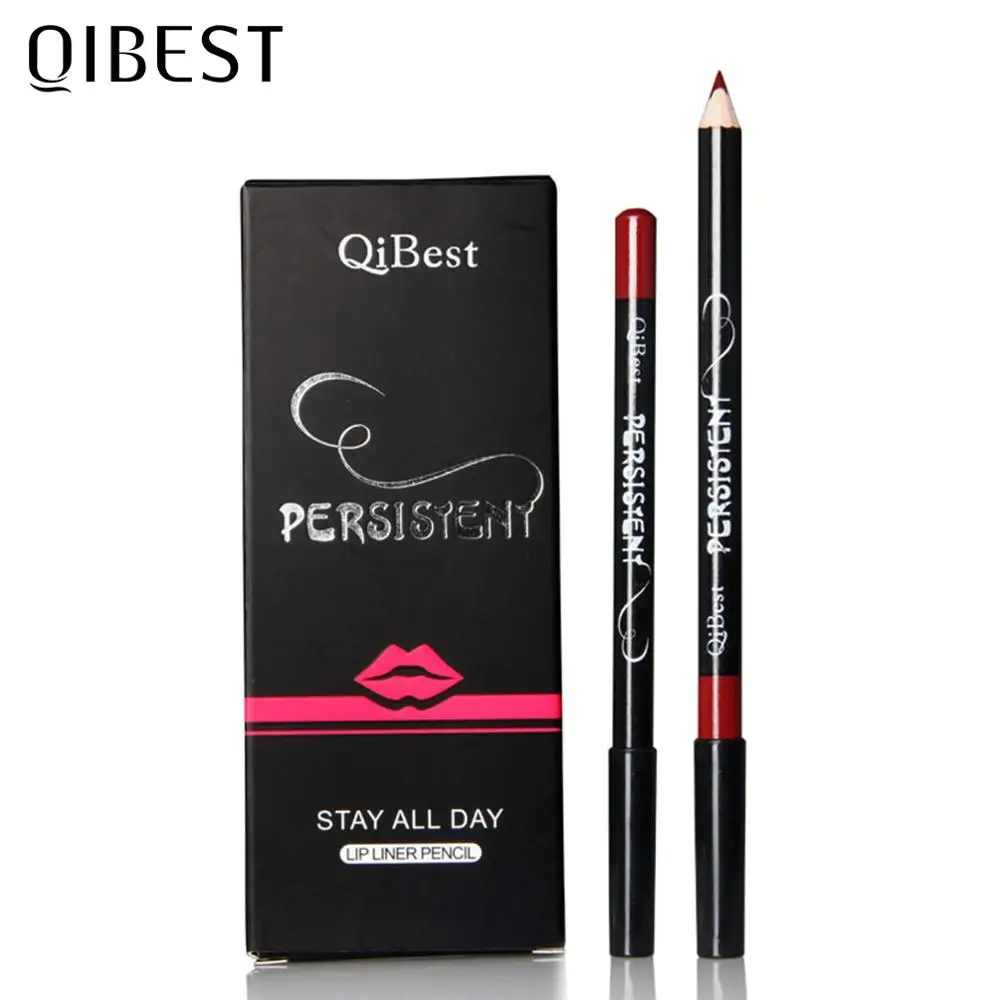 QIBEST 12 ألوان الشفاه بطانة ماكياج الشفاه طويلة الأمد ماتي Lipliner قلم رصاص مقاوم للماء ترطيب أحمر الشفاه كونتور مستحضرات التجميل TSLM2