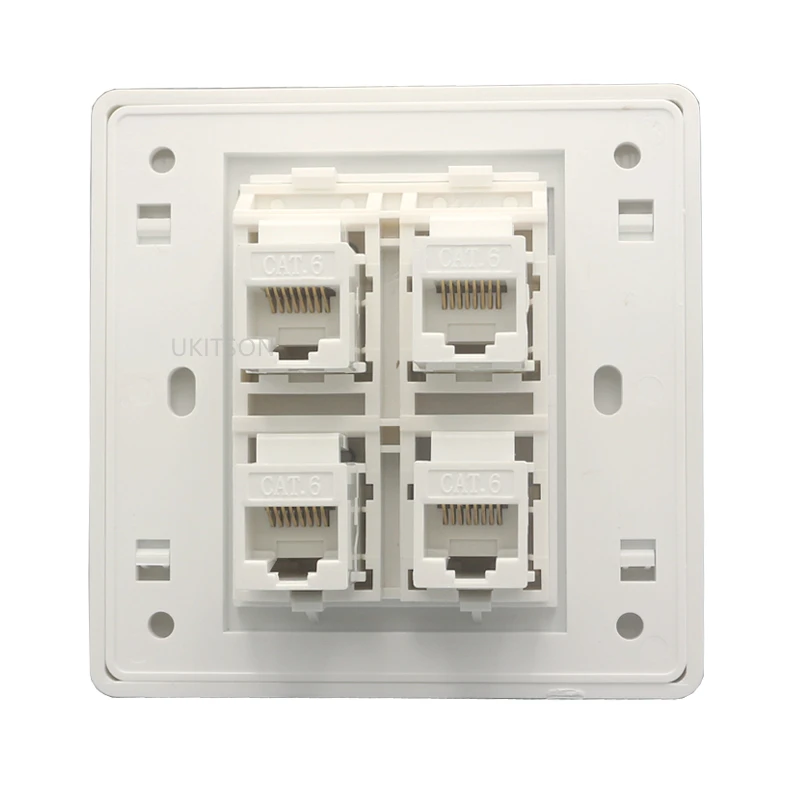 Ethernet Wall Plate With 4 Keystone Jack CAT6 RJ45 Female To Female Socket Panel For LAN Network Plug