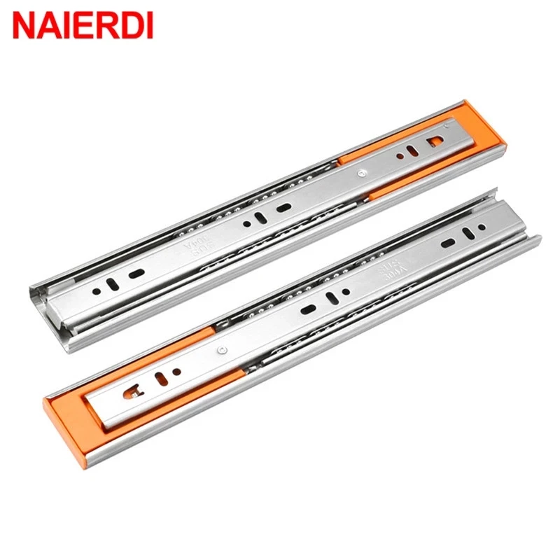 

NAIERDI Buffer Damper Rails 10"-22" Stainless Steel Cabinet Slides Soft Close Three-Section Drawer Rails Drawer Slides Hardware