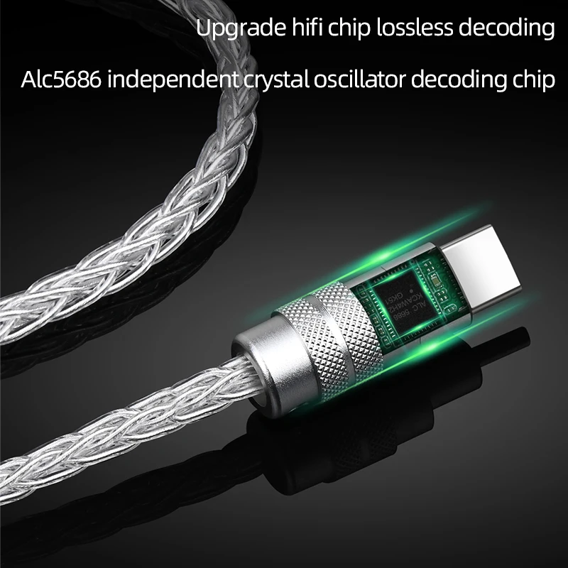 HIFI pure silver USB Type C to 3.5 mm 2.5mm 4.4mm Jack AUX Cable DAC Type-C Audio Kabel for Car Speaker Headphone