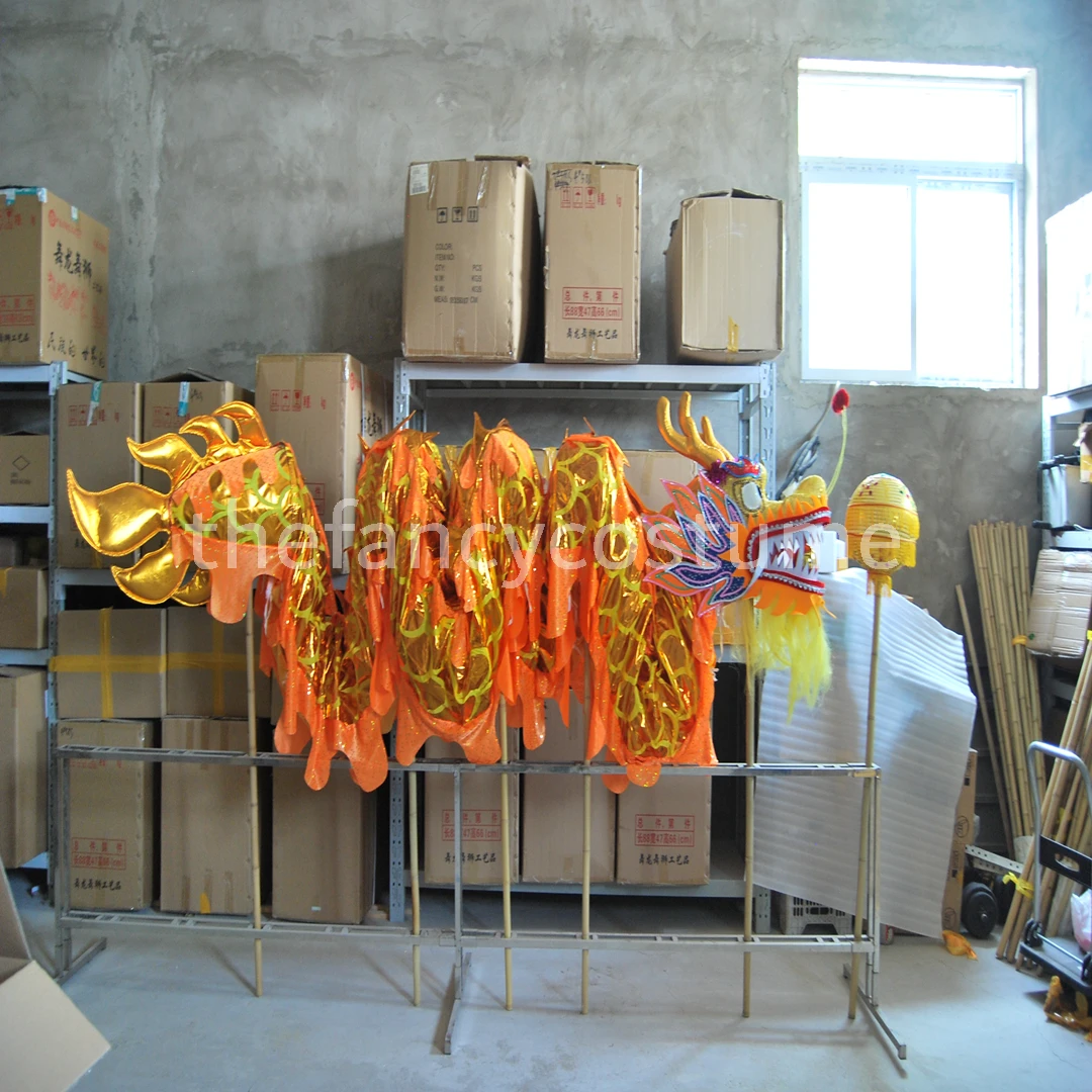 

6m Adult New Design Gold-Plated Chinese Traditional Culture DRAGON DANCE Dragon Kungfu Folk Courtyard decoration Costume