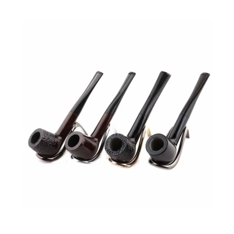 1PC Smoking Ebony Wood Handmade Black Smoking Pipes Tobacco Pipe Straight Type Pipe Gift for Grandfather Father