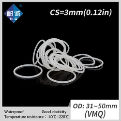 2PCS/lot Silicone rubber oring VMQ CS 3mm OD31/32/34/35/36/38/40/42/43/45/48/50mm O Ring Gasket Silicone O-ring waterproof