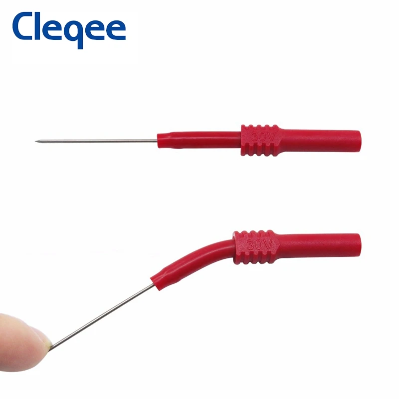 Cleqee P5009 4PCS  Flexible Test Probes Soft PVC Head Insulation Piercing Needles Non-destructive Back Probes 4mm Jack Red/Black