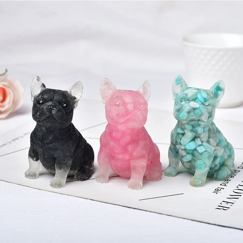 1PC Natural Crystal Gravel Silica Gel Colourful Dog Figurine Crafts Souvenir Home Decor Gravel Specimen Reiki Energy Stone Gift