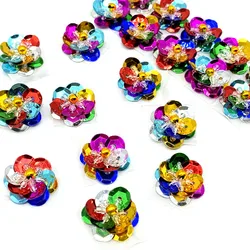 10pcs 18mm Sequin Flowers Handmade Sewing Flat Back Patches DIY Wedding Crafts Shoes Bags Garment Accessory Matte #RoLi