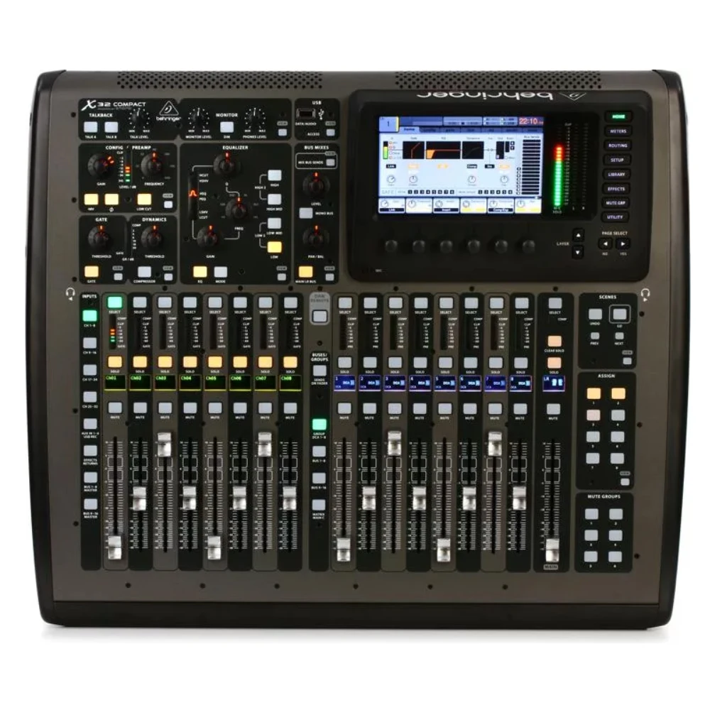 

Behringer X32 Compact Digital Audio Mixer with 16 Programmable Mic Preamp, 17 Motorized Fader, Virtual FX Rack, and 7" Color TFT