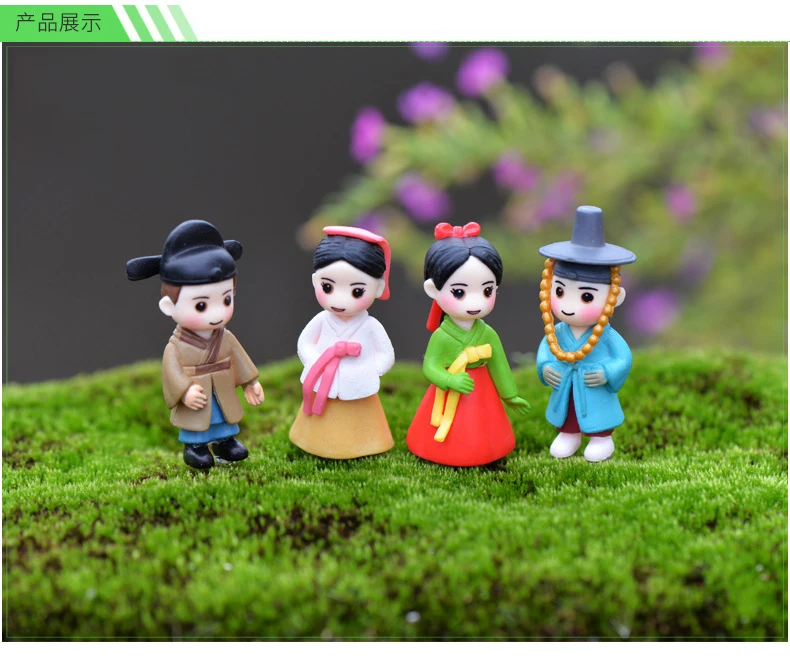 4 pcs set Moss Micro-landscape Ornaments  Couples DIY Assembly Small Ornaments Horticultural Decorative Plant