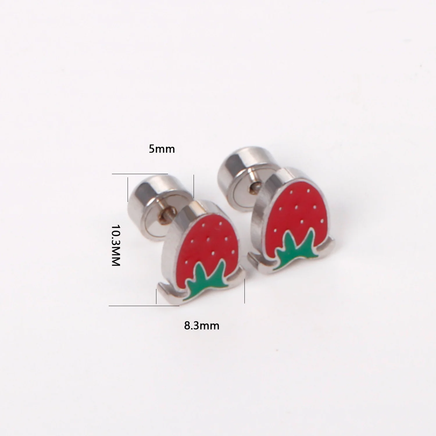 LUXUKISSKIDS 12Pairs/Lot Red Strawberry Cute Earrings For Girls Stainless Steel Women Childlike Jewelry Gifts pendientes aretes