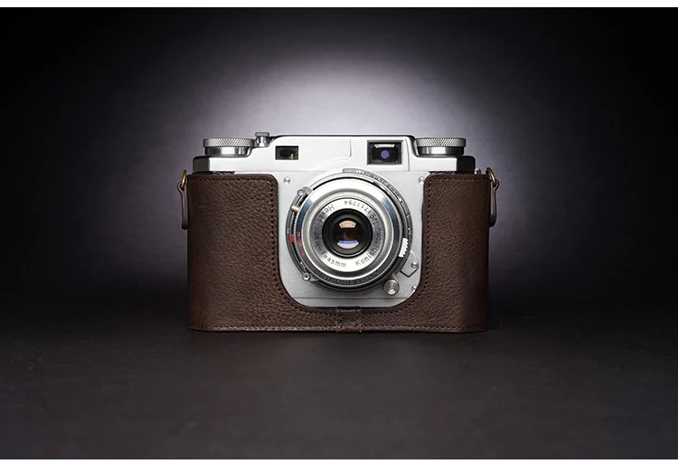 تصميم لكونيكا II IIA IIB IIB-m اليدوية جلد طبيعي كاميرا نصف كيس غطاء حقيبة