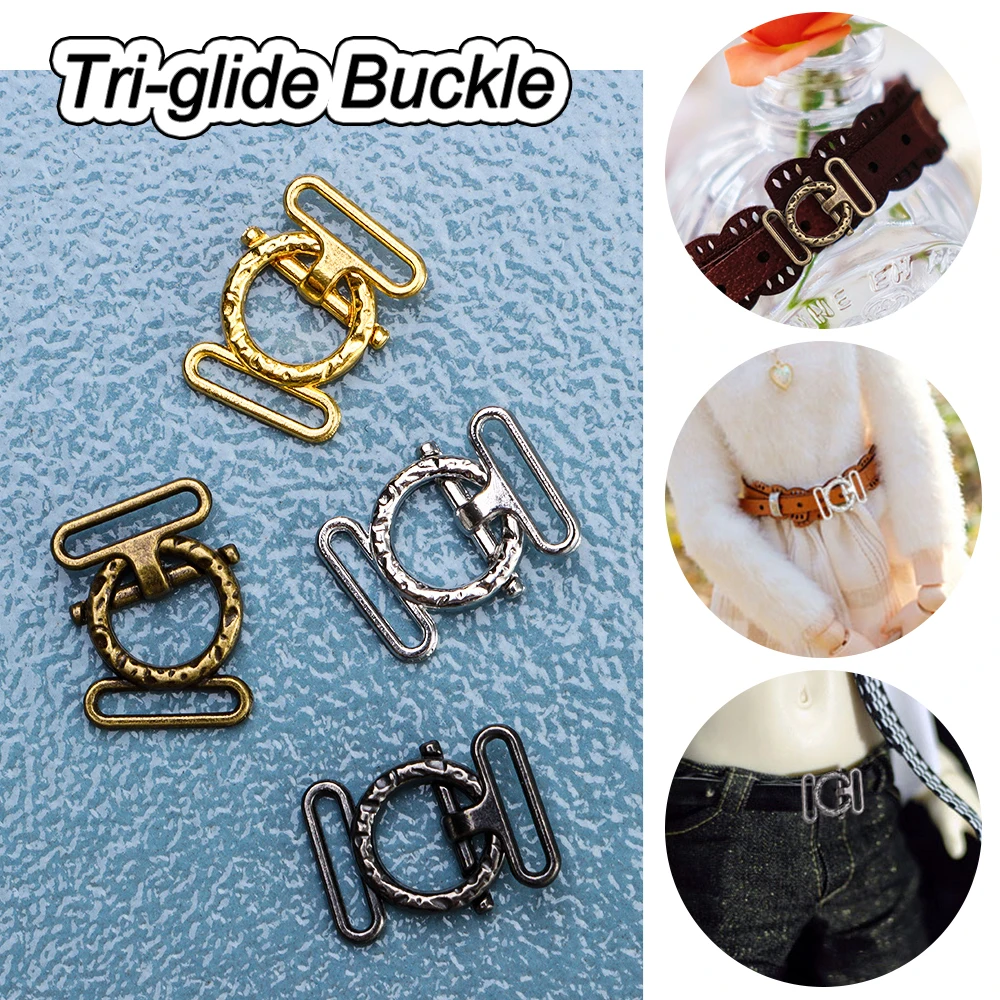 10Pcs Newest Mini Ultra-small 4 Colors 8mm DIY Dolls Buckles Tri-glide Buckle Belt Buttons Stuffed Toys Doll Bags Accessories