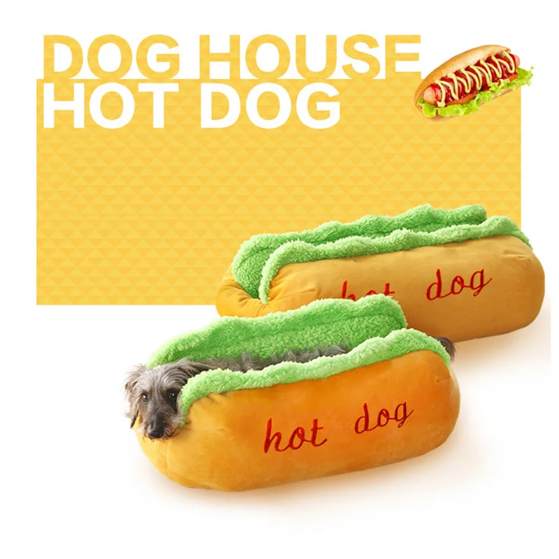 New Funny Hot Dog Bed Pet Lounger Bed House Fashion Sofa Cushion Supplies Puppy Cat Warm Soft Sleeping Mat Cozy Dogs Nest Kennel