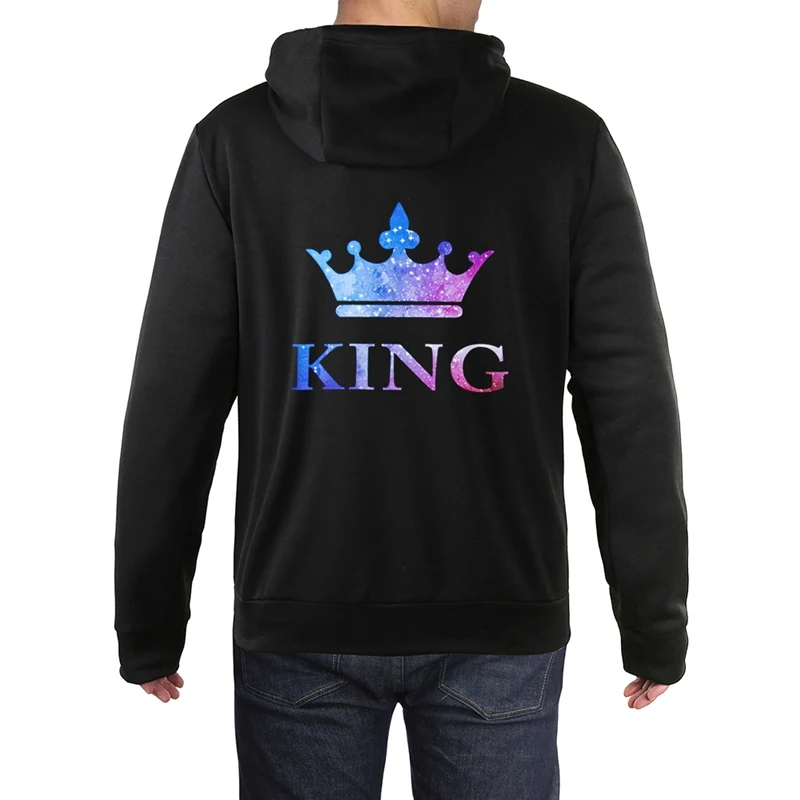 Women Men Lovers Sweatshirt Couple Hoodies Chritsmas Costumes Lovers Couples QUEEN KING CROWN