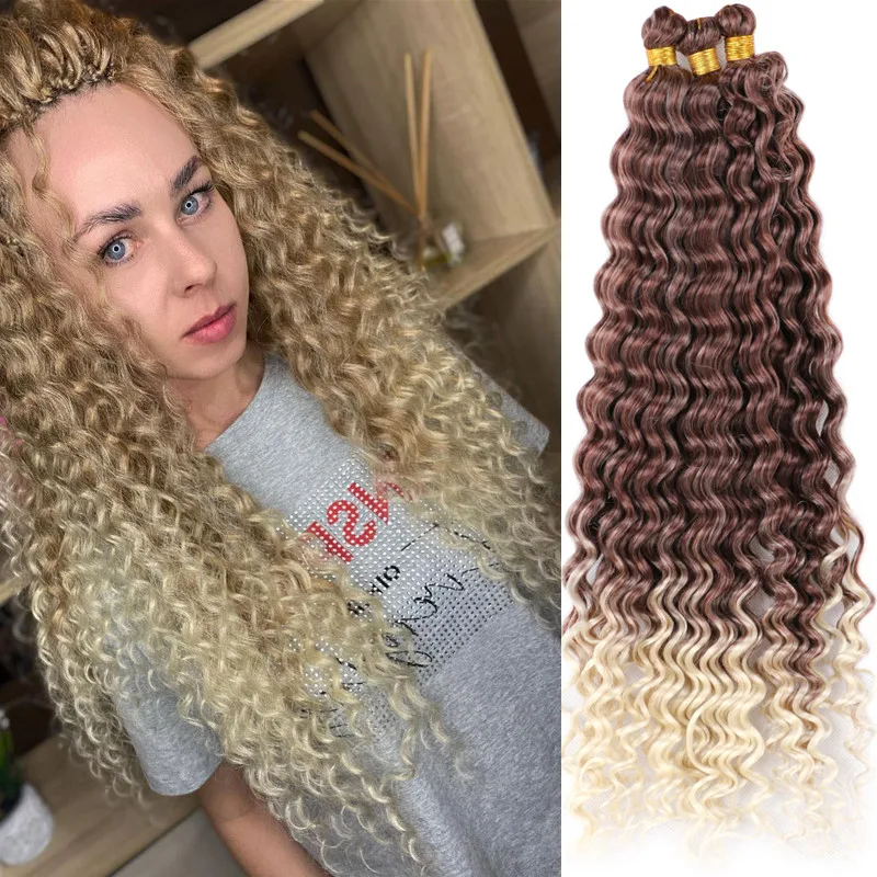 Full Star Afro Curly Deep Twist Crochet Braids Hair Extension Black Blonde Color Ombre Braiding Twist Pre Looped Deep wave